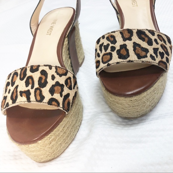 Nine West Shoes - GUC-Nine West Animal Print SlingOn strap Wedges 5M